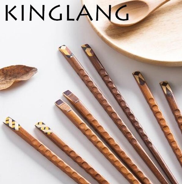 

kinglang 4 pairs japanese style ironwood strong wooden chopstickes