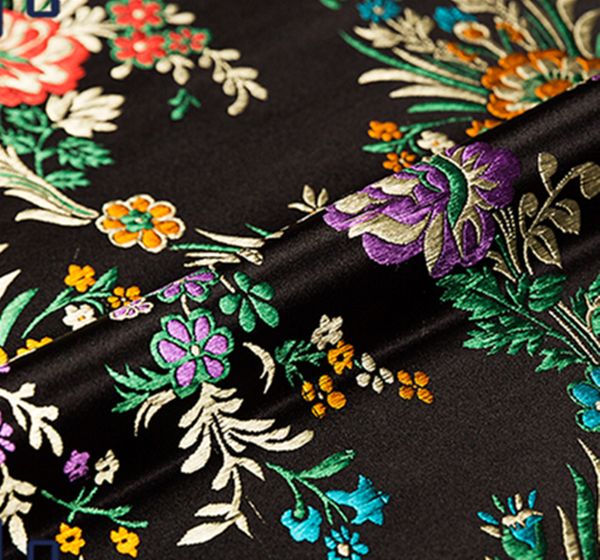 Schwarz Blumen Brokat Stoff Damast Jacquard Bekleidungskostüm Polster aus Möbel Handwerk Patchwork Kissen Stoff 75 cm*50 cm