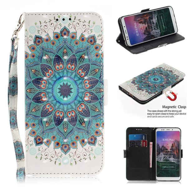 

flip cover phone bags for xiaomi redmi 5 plus case 3d painting pu leather soft silicon wallet covers cases coque