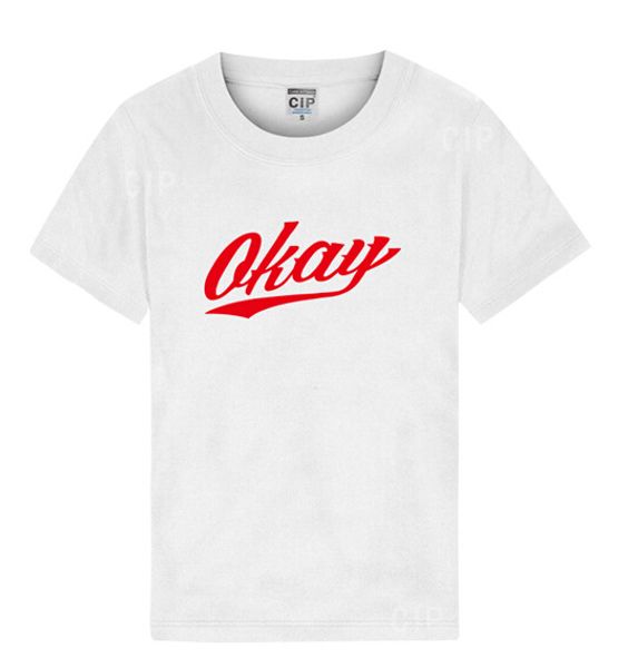

okay printed t-shirts white male women summer hip hop letter print tee, White;black