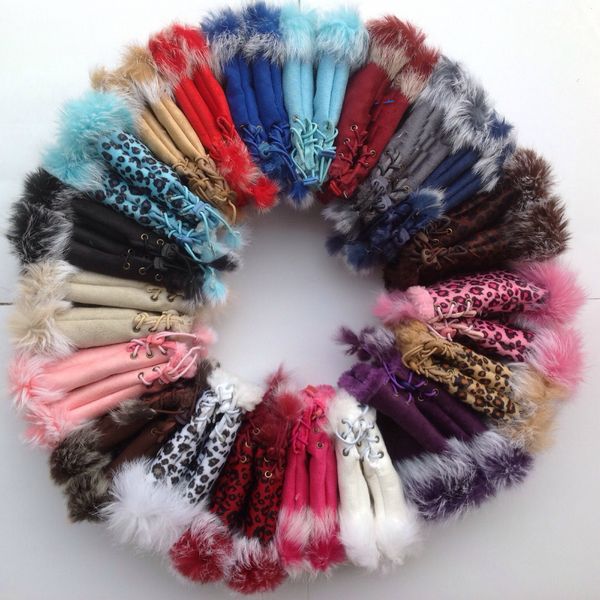 

warm winter women' section half palm rabbit fur suede gloves thickened half finger gloves, Blue;gray