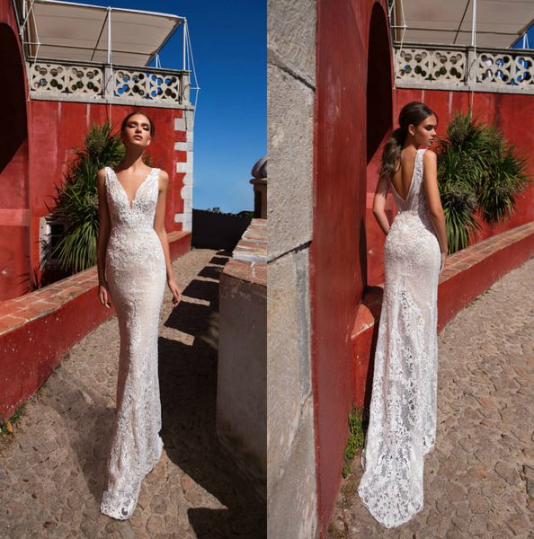 

milla nova mermaid wedding dresses plus size vestido de novia v neck lace beach bridal gowns, White