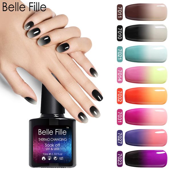 

belle fille 10ml temperature change gel nail polish uv gel long lasting nail vernis semi permanent uv polish, Red;pink