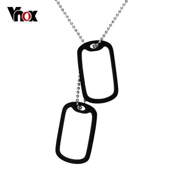 

vnox stainless steel double dog tag necklace pendant id men jewelry 24" chain, Silver