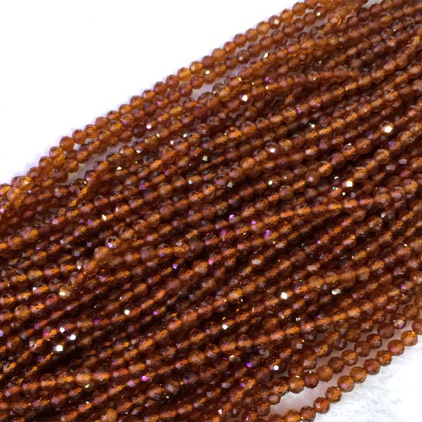 

natural genuine aplome guarnaccino orange garnet faceted small round loose beads 2-4mm 15.5" 05410, Black