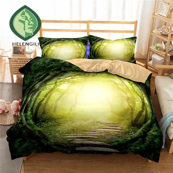 

helengili 3d bedding set forest dreamland print duvet cover set lifelike bedclothes with pillowcase bed home textiles #2-03