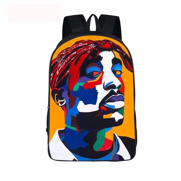 

Для детей-подростков школьные сумки 2Pac Тупак хип-хоп книга сумка быки шаблон рюкз