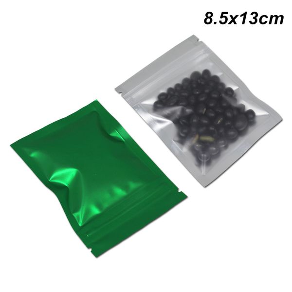 

зеленый 8.5x13cm 100 шт. resealable алюминиевая фольга полупрозрачный мешок упаковки для выпечки продукта конфеты майларовая фольга сцеплени