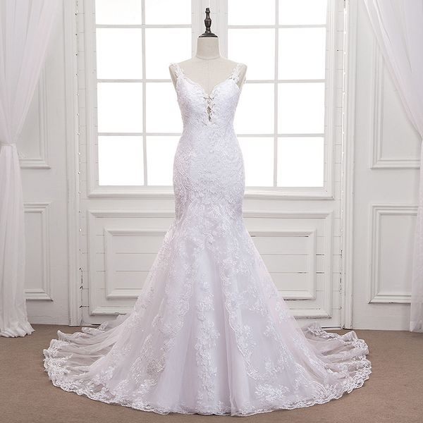 

реальные фото старинные кружева русалка свадебные платья страна жемчуг бретельках развертки поезд backless свадебные свадебные платья плюс р, White