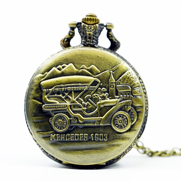 

vintage bronze coupe car quartz pocket watch analog pendant necklace men women watch gift pb474, Slivery;golden
