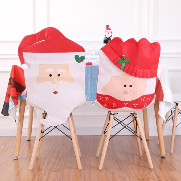 Red Non Woven American Christmas Santa Claus Chair Covers