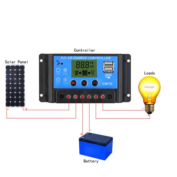 Freeshipping 10A 12V / 24V ЖК-контроллер солнечной зарядки с таймером автоматического регулятора для панели солнечных батарей Батарея лампы светодиодное освещение Защита от перегрузки