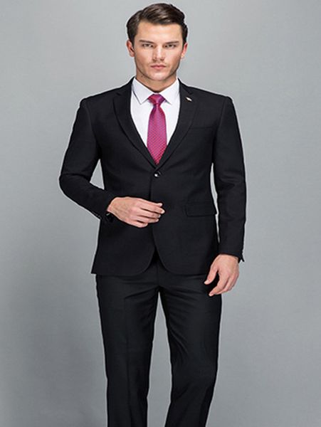 

custom made men suit 2018 smart casual black business suit wedding party suit for men slim fit formal tailored tuxedo 2 piece (jacket+pants, Black;gray