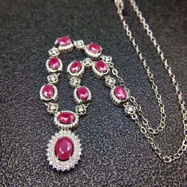 

natural ruby necklace 925 sterling silver natural necklace a luxury engagement, wedding gift