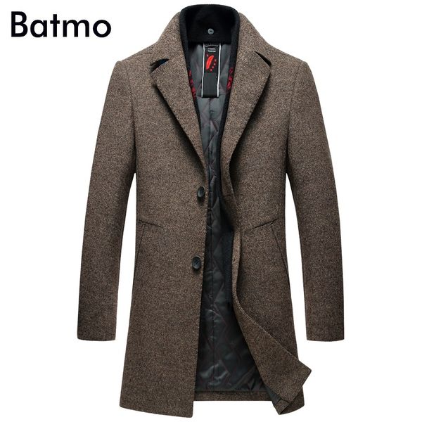 

batmo 2018 новое прибытие зима высокое качество шерсть смарт повседневная утолщенные пальто мужчины,мужские длинные куртки ,плюс размер, Black