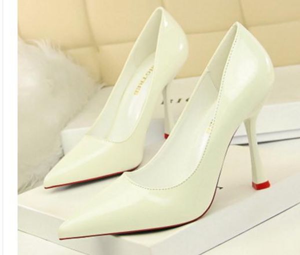 

send 2018 spring and summer new style pointed end high heels fine heel shallow mouth women's shoes., Black