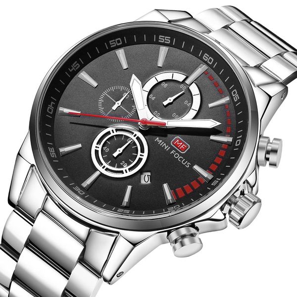 

bofute men's watch business watch quartz watches calendar luminous waterproof stainless steel strap 0085g, Slivery;brown