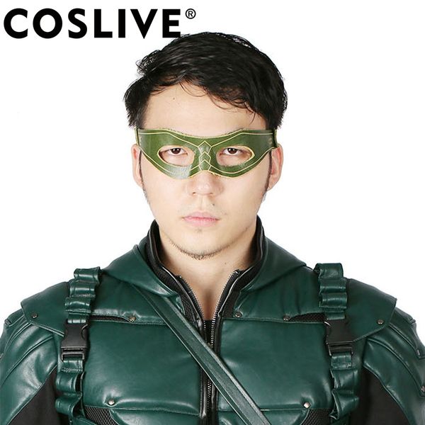 

coslive green arrow eye mask halloween festival party decor cosplay costume accessories pu leather mask clearance sale, Black