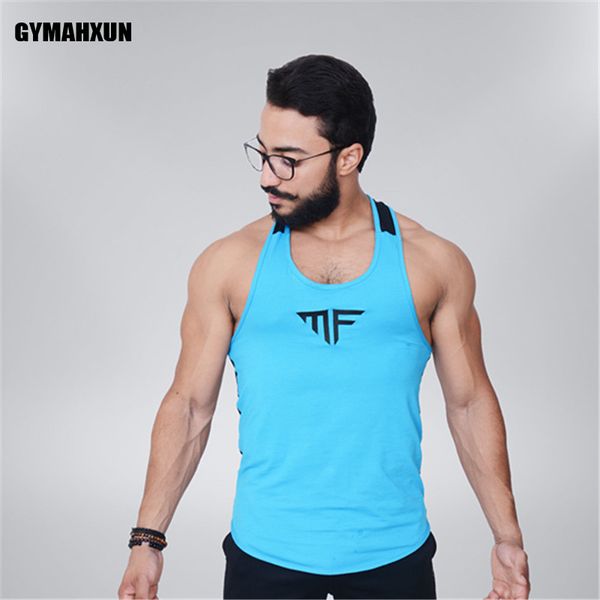

new mens sleeveless tank splice printing male tank gyms bodybuilding undershirt sportswear fitness men, White;black