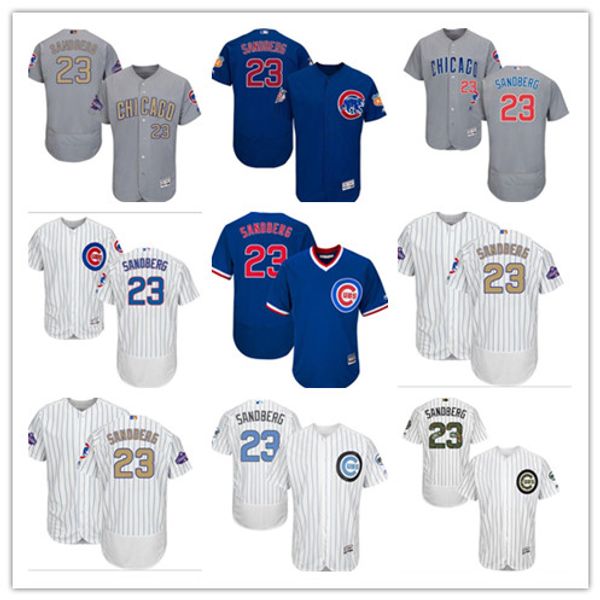 

wholesale custom men women youth majestic chicago 2019 cubs jersey #23 ryne sandberg home blue grey white baseball jerseys, Blue;black