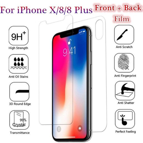 

2 pcs/lot front + back tempered glass screen protector film rear tempered glass cell phone screen protectors #219