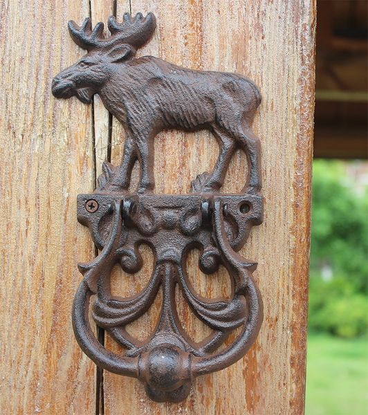 2019 Rustic Cast Iron Elk Moose Decorative Door Knocker