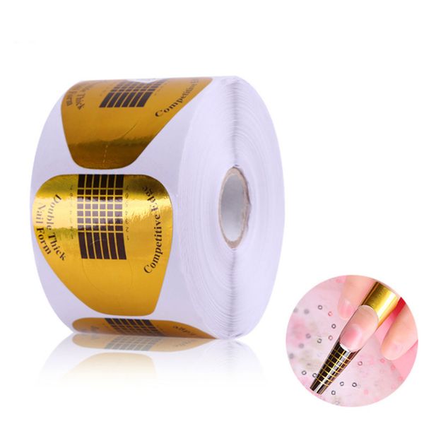 

noq 500pcs support false nails form golden fingers tablet roll beauty crystal care nail horseshoe paper holder nail care, Black