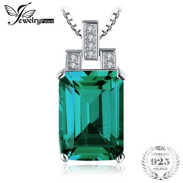 

jewelrypalace luxury 6ct green created emerald pendant necklace 925 sterling silver 45 cm fine jewelry for women 2018 sale