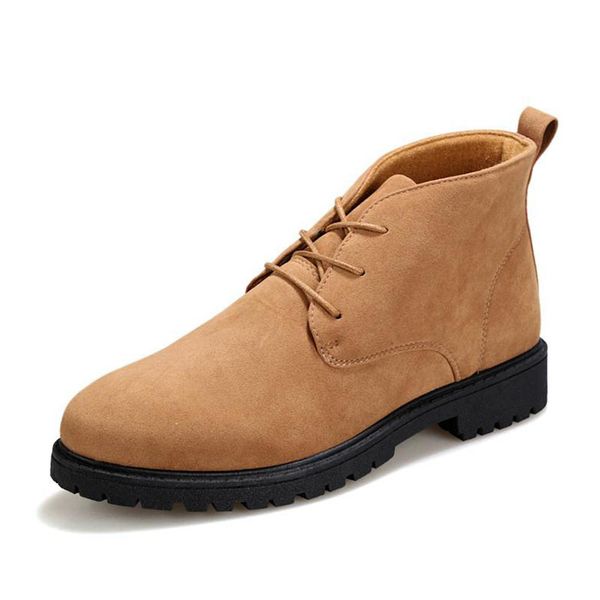 

concise men ankle boots lace up solid color autumn winter warm boots daily outdoor leisure male footwear size 39-44, Black