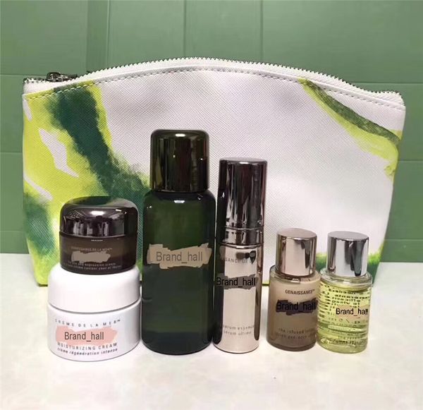 

dhl ship brand la 6 piece kit with bag 7ml moisturizing cream 3ml expression eye cream 4ml repair essence 5ml serum essence 30ml toner, White