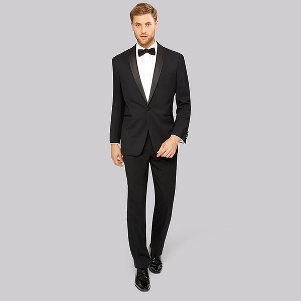 

black shawl lapel men suits for wedding classic fit bridegroom tuxedos groom blazers 2 pieces jacket+pants prom wear evening party, Black;gray