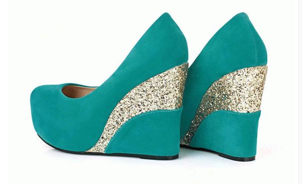 

send 2018 new style spring and autumn korean thick bottom slope heel round head women's single shoes, Black