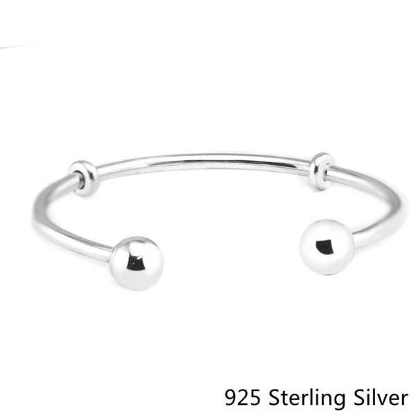 

ckk 925 sterling silver open bangle classic for women original fashion jewelry making fits beads and charms, Golden;silver