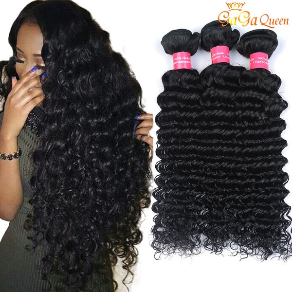 

4 bundle brazilian deep wave virgin hair unproce ed brazilian human hair exten ion mink brazilain virgin hair deep wave very oft, Black