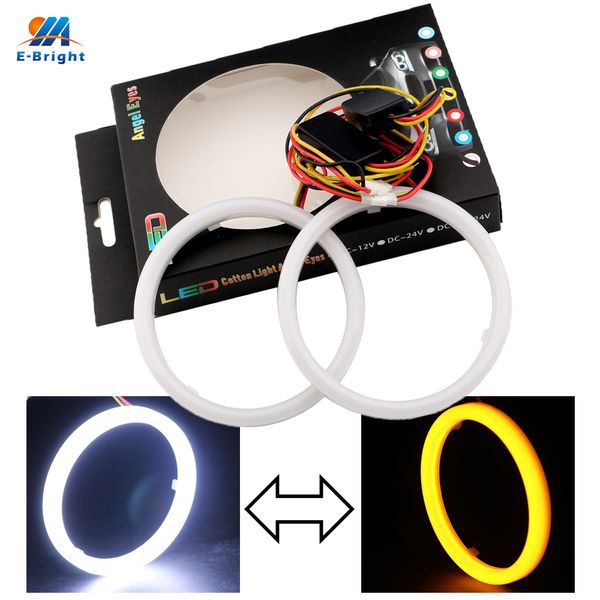 

2pcs car angel eyes 60mm 70mm 80mm 90mm 95mm 100mm 110mm 120mm auto halo rings cotton lights 12v headlight 4014 smd white+yellow