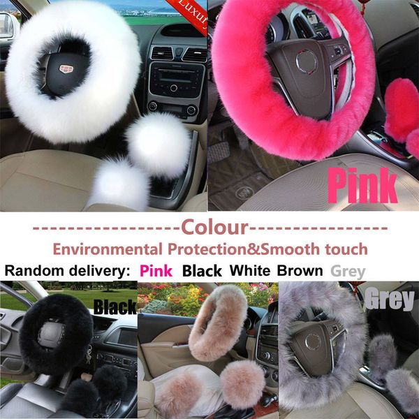 Soft Plush Wool Steering 38cm Wheel Cover Furry Fluffy Soft Winter Long Plush Warm Car Accessory Steering Wheels Cover Steering Wheels Covers From