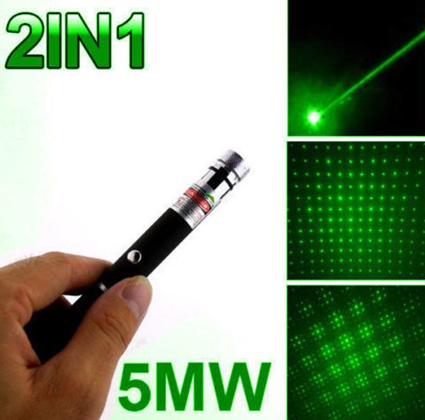 5 MW 532 nm grüner Laserstift, schwarz, starker sichtbarer Strahl, leistungsstarker Zeiger, 2-in-1-Sternkopflaser, Kaleidoskoplicht, Weihnachtsgeschenk, DHL, FEDEX, EMS, KOSTENLOSER VERSAND