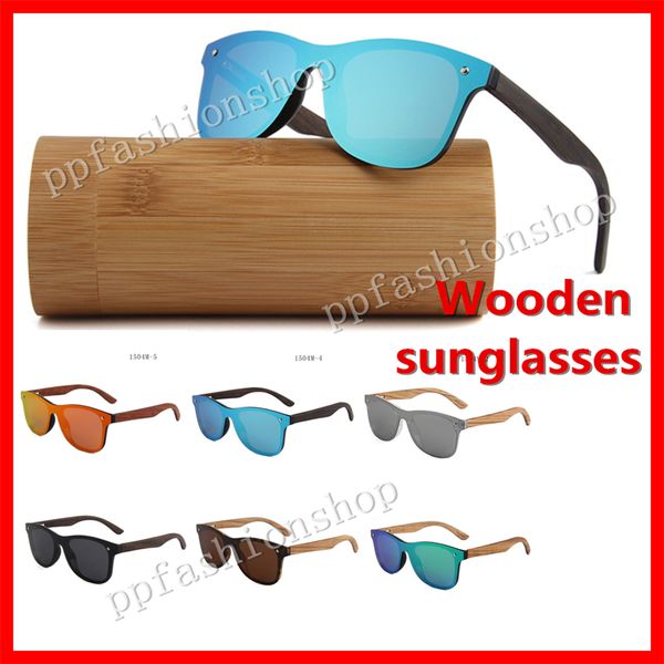

luxury polarized wooden sunglasses handmade bamboo wood glasses men's and women's fashion colorful sunglasses 6 colors optional, White;black