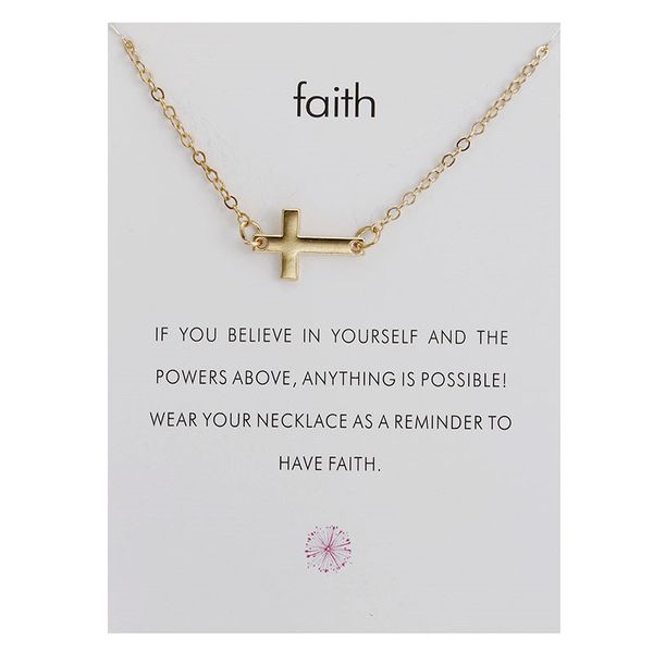 

cross necklace women lateral cross pendant necklace gold silver color cross pendants with gift card fashion jewelry
