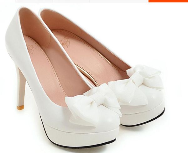 

send 2017 spring new style high heeled shoes fine heel round head waterproof table bowknot women shoes, Black