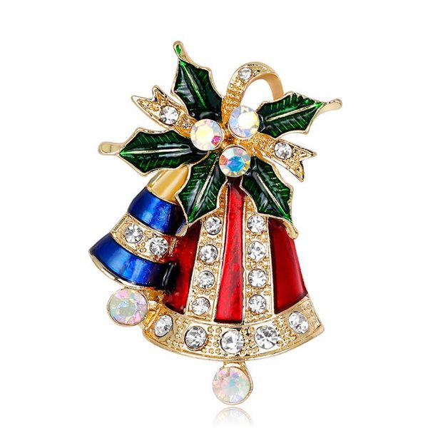 

new vintage gold color rhinestone bell bowknot brooch pins jewelry for women christmas brooches exquisite corsage, Gray