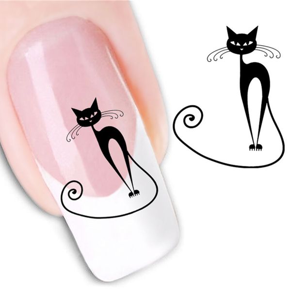 

50 sheets cartoon nail sticker decals decor flower nail art sticker manicure diy decor, Black