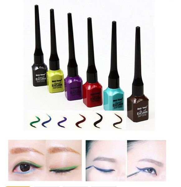 

music flower brand black waterproof eyeliner gel makeup cosmetic gel eye liner with brush 24 hours long-lasting for women