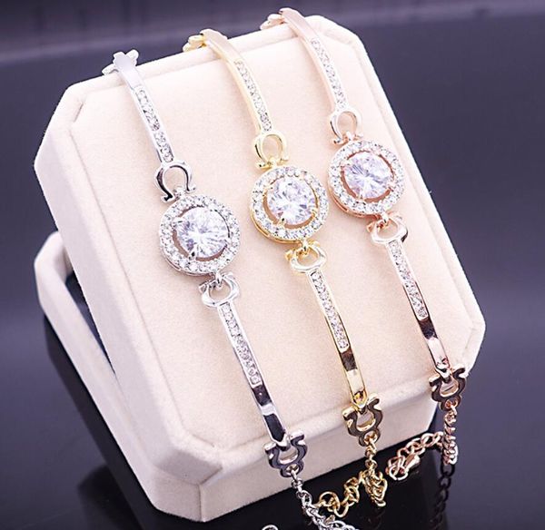 

new arrival korean cute luxury jewelry 18k white&rose&gold filled multi color cz crystal women bracelet chain for lovers' gift, Black