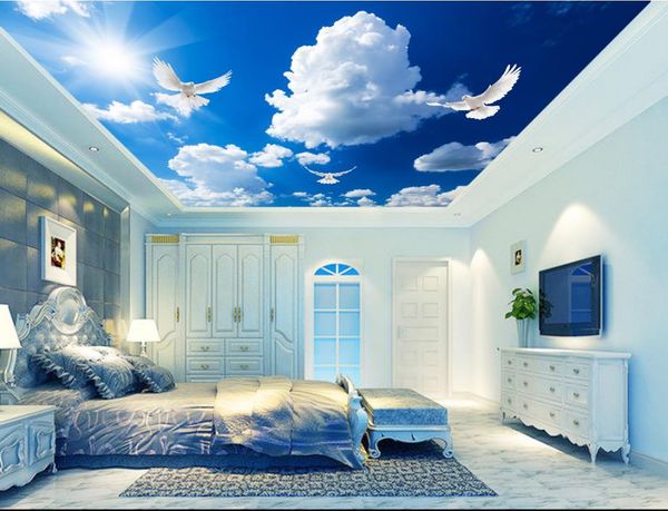 

3d обои природа пейзажи обои красивые голубое небо и белые облака потолок фреска потолок фон стена
