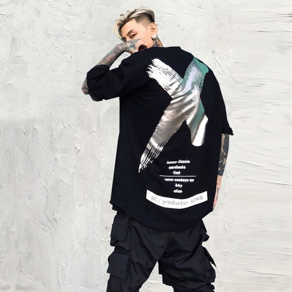 

new men women hip hop t shirt fashion summer harajuku cool print letters big x tees shirts asian size s -xl, White;black