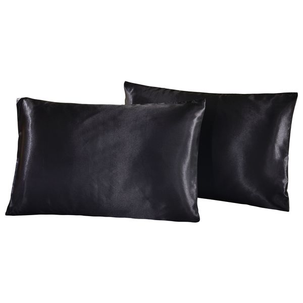 Us Uk Russia Size Pillow Case Satin Solid Color Luxury Silk