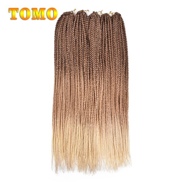 

TOMO 24 Inch 3x Box Braid Crochet Hair Synthetic Crochet Braids Pure/Ombre Braided Brown Blonde Hair Braiding Hair Extensions 22strands/pack