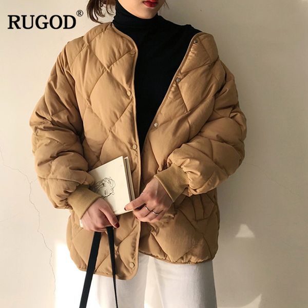 

rugod new fashion winter clothe solid women coat long sleeve cotton casual women jacket coat thick warm winter wear sueter mujer, Black