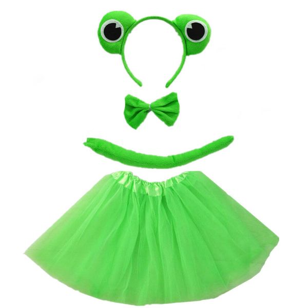 

frog animal cosplay headband tutu skirt tie tail set boy girl children party props christmas navidad halloween costume for kids, Black;red